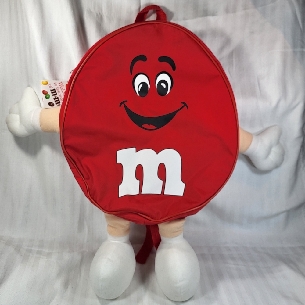 M&M Red BACKPACK 15" Plush Arms Legs New With Tag Vintage Mars M&M's (C)1994